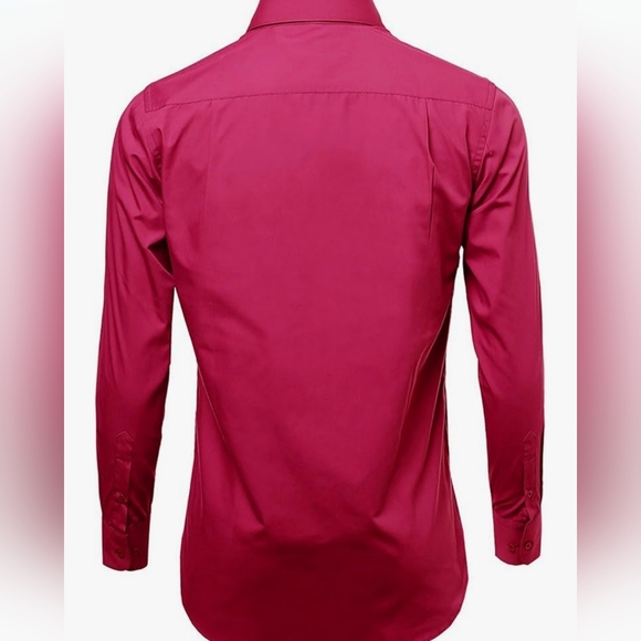 Omega Italy Long Sleeve Dress Shirt Solid Fuchsia Regular Fit sz 16-16.5, 34-35 - Picture 6 of 7